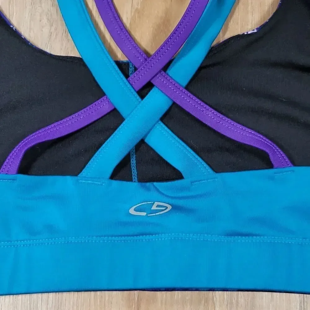 💜Champion Purple and Teal Athletic Bra Medium